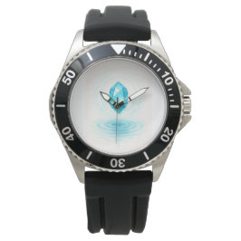 Pulsera Reloj de pared de cristal y agua azul: tranquilo y