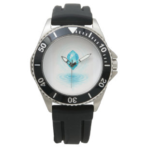 Pulsera Reloj de pared de cristal y agua azul: tranquilo y