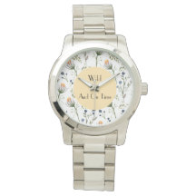 Reloj de pared de flores silvestres de acuarela Wi