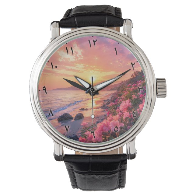 Pulsera Reloj de pared de números arábigos Sunset Beach |  (Anverso)