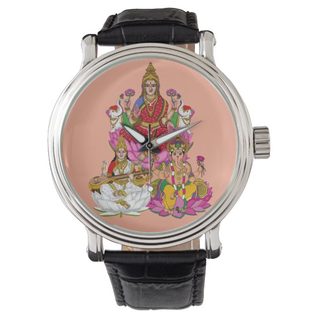 Pulsera Reloj de pared Lakshmi Saraswati Ganesha (Anverso)