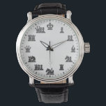 Pulsera Reloj de pared temática del ajedrez<br><div class="desc">Este reloj de pared único está especialmente diseñado para los amantes del ajedrez y para los jugadores de Chess.com. Con un diseño limpio en blanco y negro con elegantes piezas de ajedrez en lugar de números, aporta estilo y estrategia a tu hogar. Perfecto para su sala de juegos, estudio u...</div>