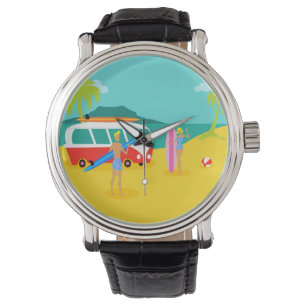 Pulsera Reloj de parejas de surfistas retro