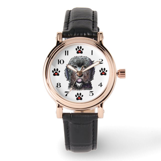 Pulsera Reloj de perro Labradoodle negro (Anverso)