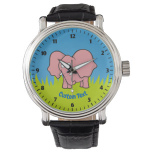 Pulsera Reloj de personalizado de elefantes rosas