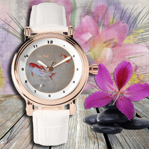 Pulsera Reloj de pescado Koi, arte maestro de acuarela/Chi
