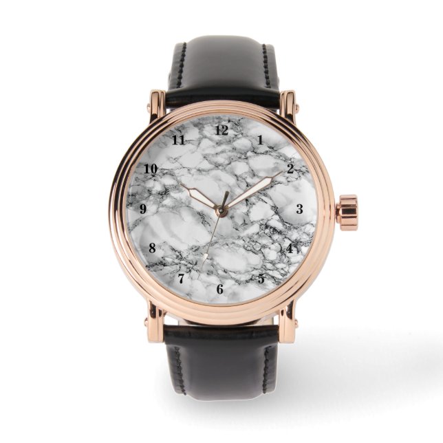 Pulsera Reloj de Piedra de Mármol Blanco (Anverso)