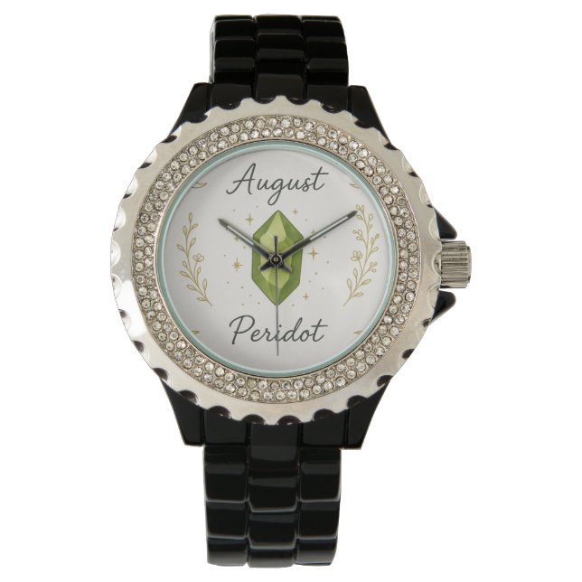 Pulsera Reloj de Piedra de Nacimiento de Agosto – Energía  (Anverso)