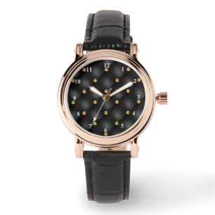 Pulsera Reloj de piedra preciosa de oro negro