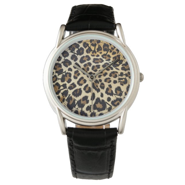 Pulsera Reloj de piel de leopardo (Anverso)
