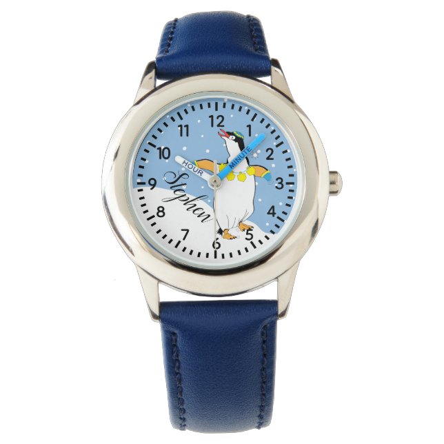 Pulsera Reloj de pingüino de Hanukkah Personalizar (Anverso)