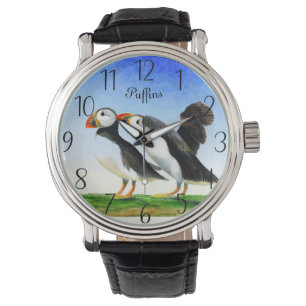 Pulsera Reloj de pintura de color de agua de pájaro de Puf