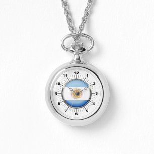 Pulsera Reloj de plata con bandera argentina