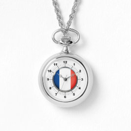 Pulsera Reloj de plata con bandera de Francia femenina