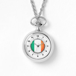 Pulsera Reloj de plata con bandera de Irlanda de mujeres