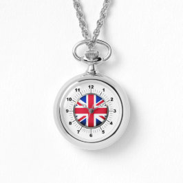 Pulsera Reloj de plata con bandera del Reino Unido femenin