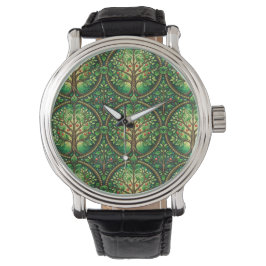 Pulsera Reloj de plata con intrincado diseño de árbol 