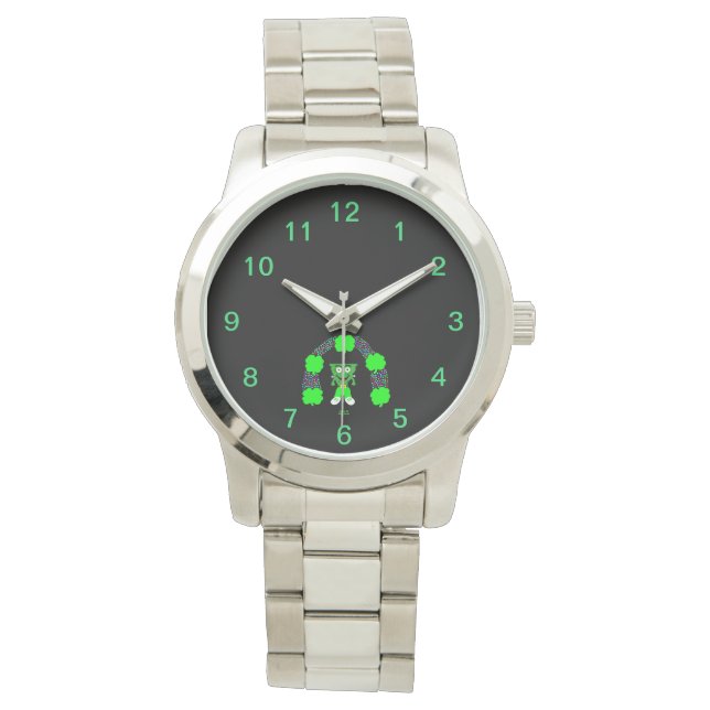 Pulsera Reloj de plata de St. Patrick's FrankenCheese (Anverso)