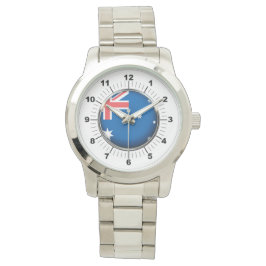 Pulsera Reloj de plata sobredimensionado con bandera de Au