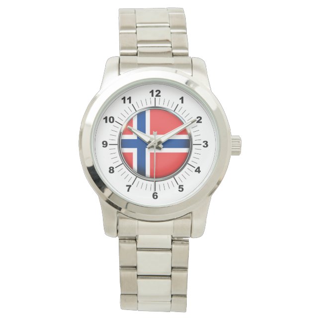 Pulsera Reloj de plata sobredimensionado con bandera de No (Anverso)