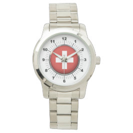 Pulsera Reloj de plata sobredimensionado con bandera de Su