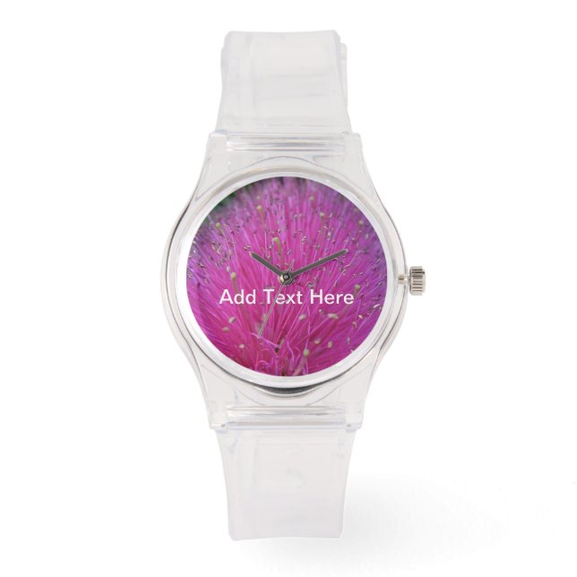 Pulsera Reloj de puff en polvo rosa (Anverso)