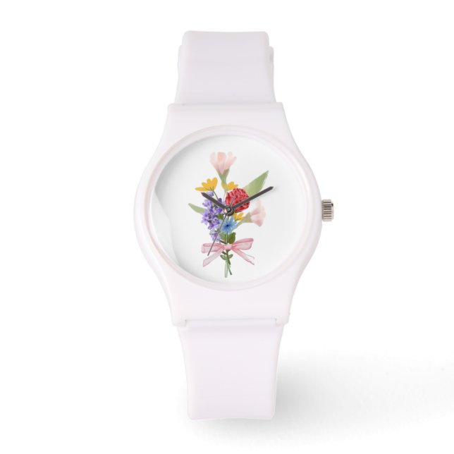 Pulsera Reloj de ramillete floral elegante (Anverso)