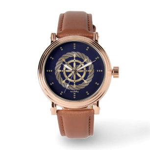 Pulsera Reloj de rueda de barco de oro