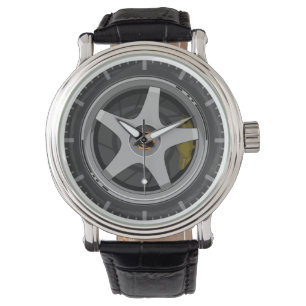 Pulsera Reloj de Rueda de coche gris deportivo y Pinza de 