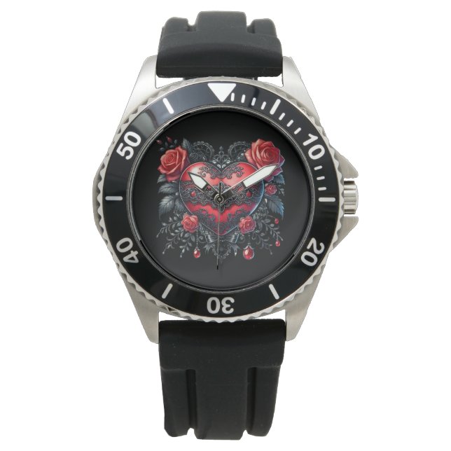 Pulsera Reloj de San Valentín Corazón Gótico (Anverso)