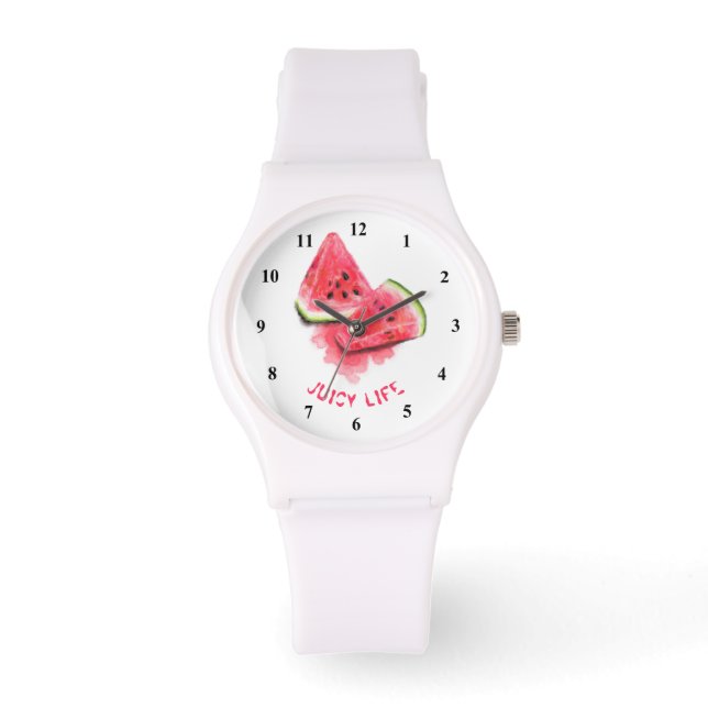 Pulsera Reloj de sandía divertida - Texto Personalizado (Anverso)