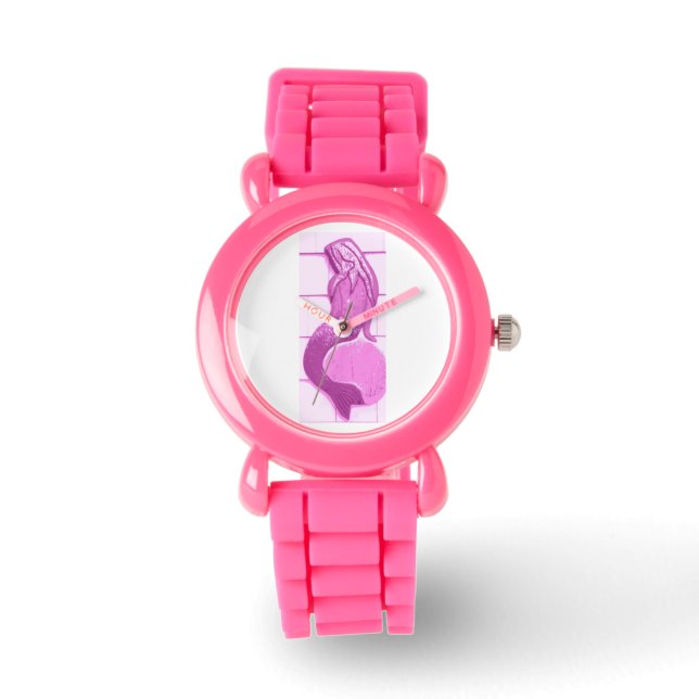 Pulsera reloj de sirena rosa (Anverso)