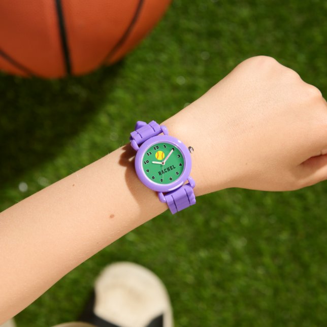 Pulsera Reloj de softbol para niños con nombre personaliza (Muñeca)