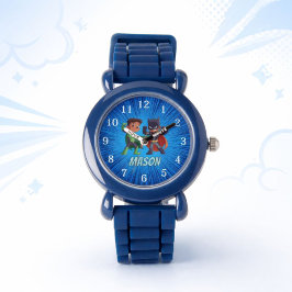 Pulsera Reloj de superhéroe para niños con nombre personal