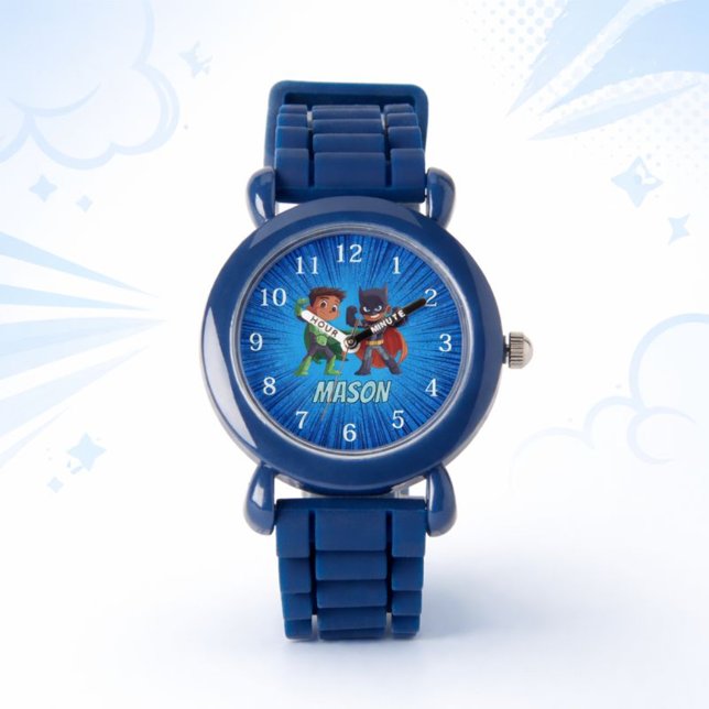 Pulsera Reloj de superhéroe para niños con nombre personal (Subido por el creador)
