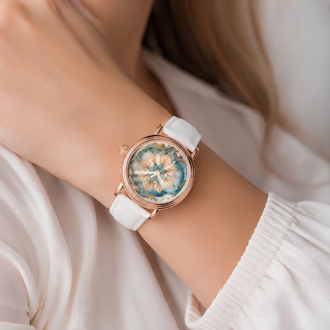 Pulsera Reloj de Tapiz Cerúleo en Flor (Cerulean Bloom Tapestry Watch)