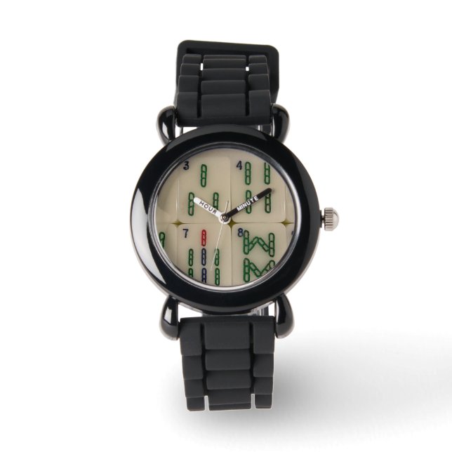 Pulsera Reloj de teja de bambú Mahjong (Anverso)
