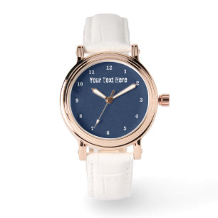 Pulsera Reloj de tela de mezclilla azul falso con texto pe