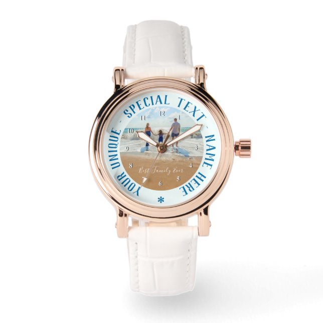 Pulsera Reloj de texto de foto personalizado, sus fotos fa (Anverso)