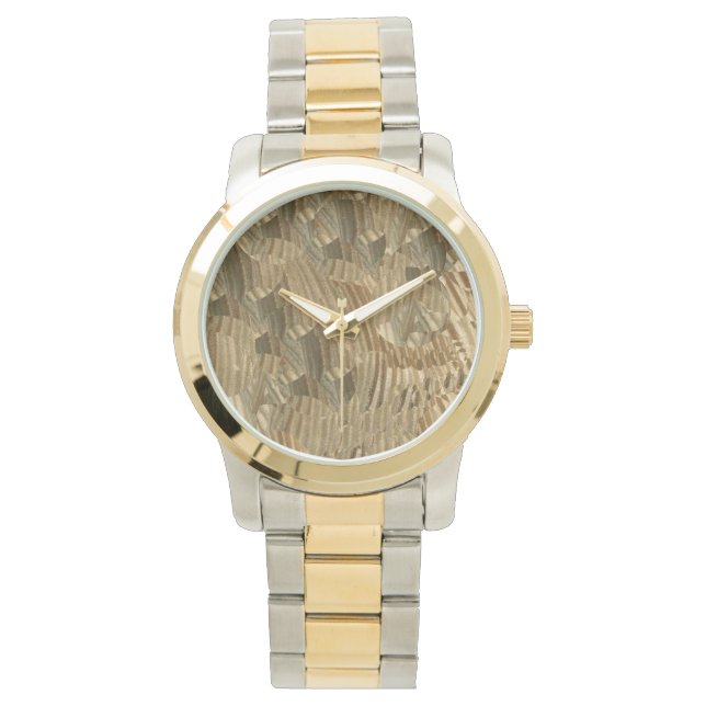 Pulsera Reloj de texturas doradas (Anverso)