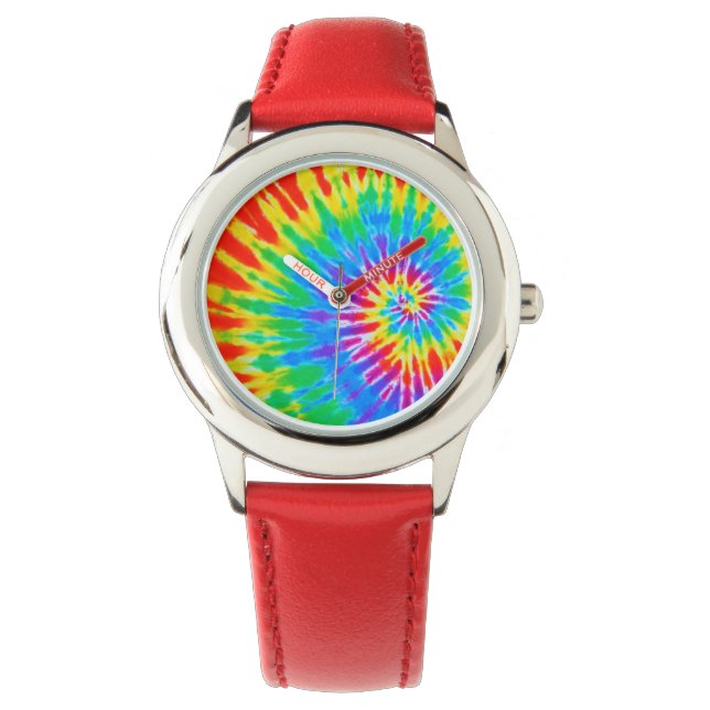 Pulsera Reloj de tinte de espiral roja y azul (Anverso)