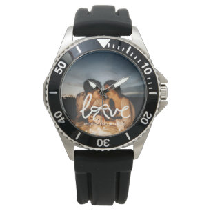 Pulsera Reloj de tipografía de lazo de amor moderno pareja