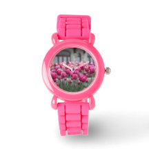 Reloj de tulipanes rosados