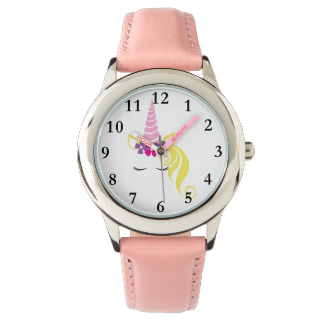 Pulsera Reloj de unicornio de la corona de flores (Anverso)