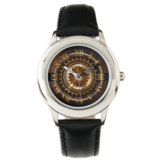Pulsera Reloj de vapor con engranajes antiguos (Anverso)