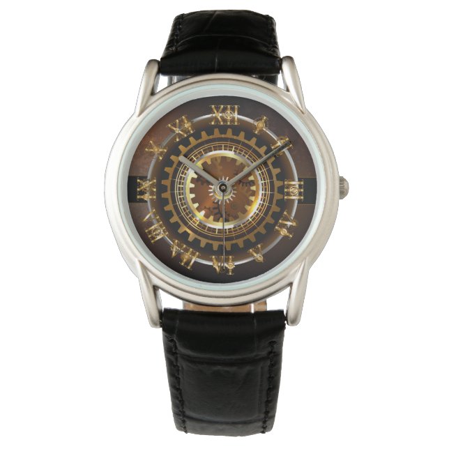 Pulsera Reloj de vapor con engranajes antiguos (Anverso)
