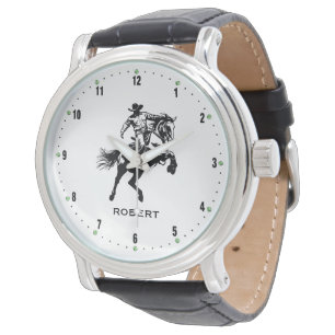 Pulsera Reloj de vaquero a caballo con números negros