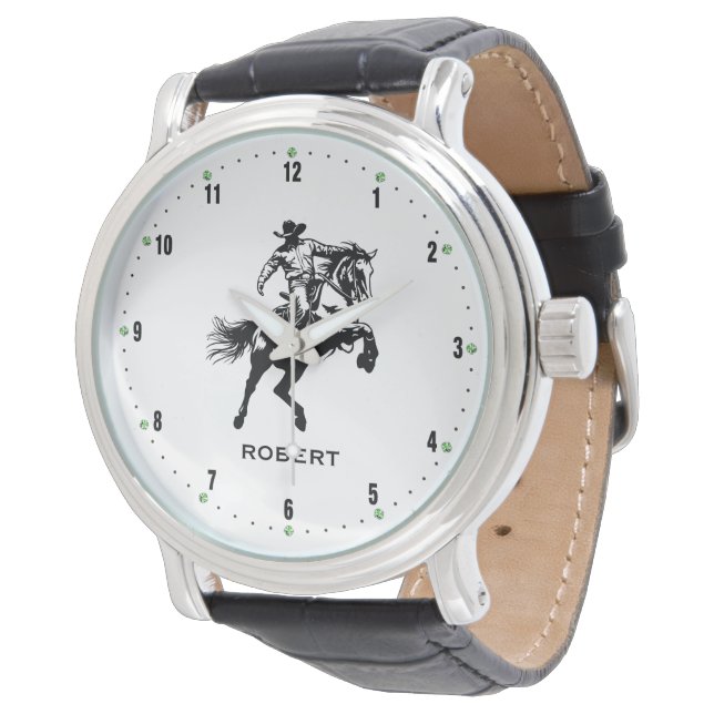 Pulsera Reloj de vaquero a caballo con números negros (Angular)