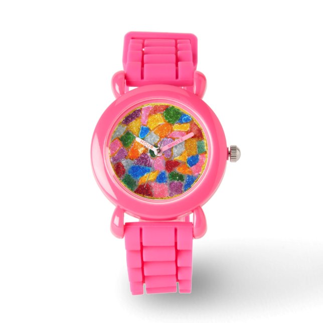 Pulsera Reloj de vidrio de purpurina (Anverso)