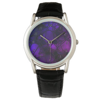 Pulsera Reloj de vidrio manchado púrpura por Julie Everhar